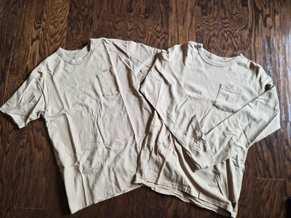Lot 2 Nike Max90 Premium Essentials Pocket T-Shirts Mens Small Khaki Tan